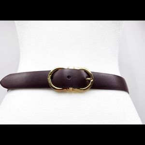 Salvatore Ferragamo Gancini Buckle Belt in Deep Burgundy